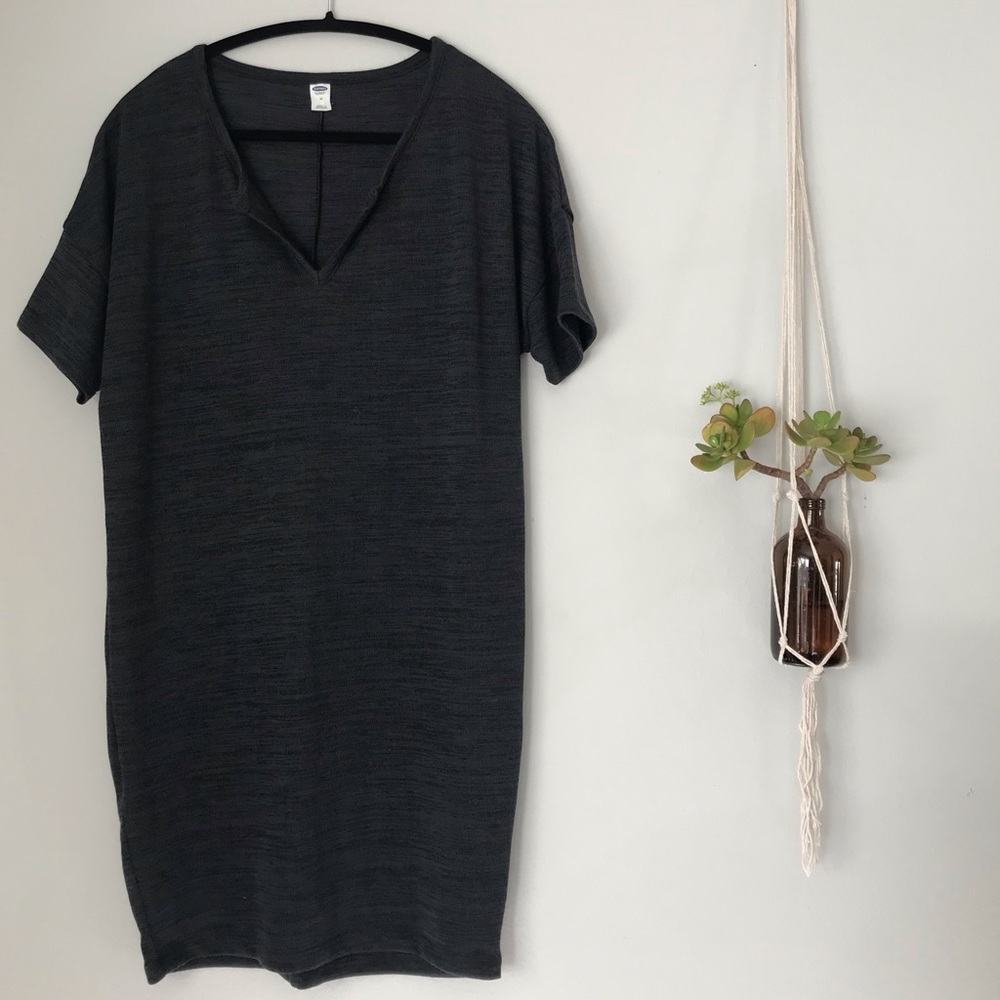 OLD NAVY Cocoon Dress Short Sleeve Charcoal V-neck